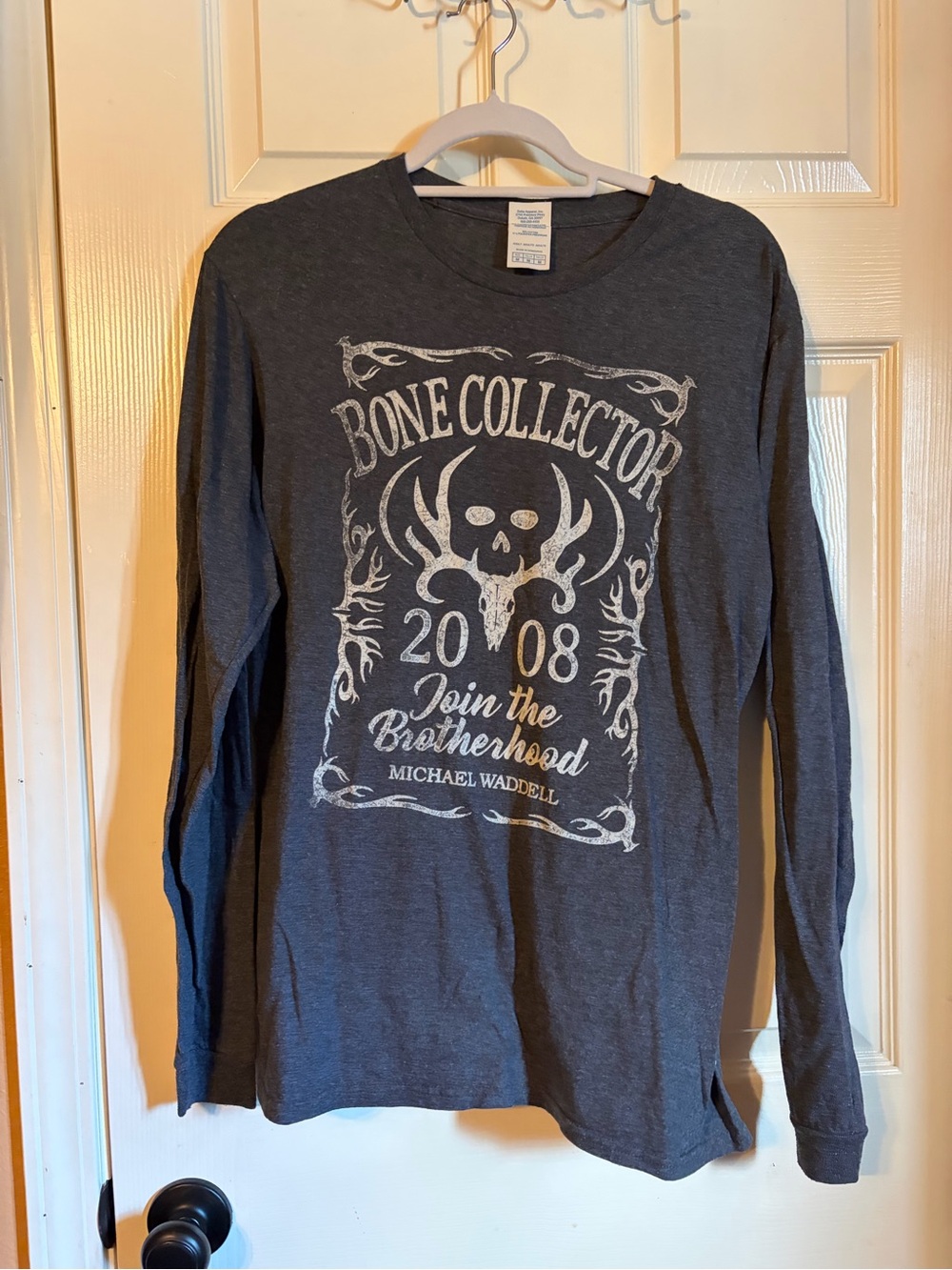 Delta Men's Long Sleeve Shirt in Dark Gray with White Graphic
